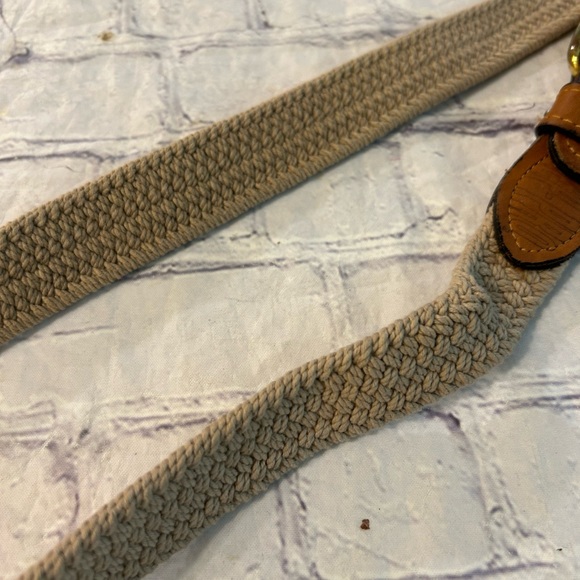 VINTAGE ZEP-PRO TAN/BROWN WOVEN STRETCH MENS USA MADE BELT BRASS BUCKLE SIZE 42 - Picture 9 of 9